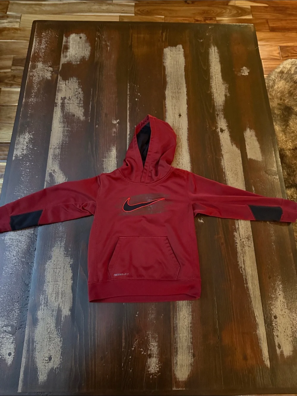 Nike Maroon Hooded Pullover with Black Accents